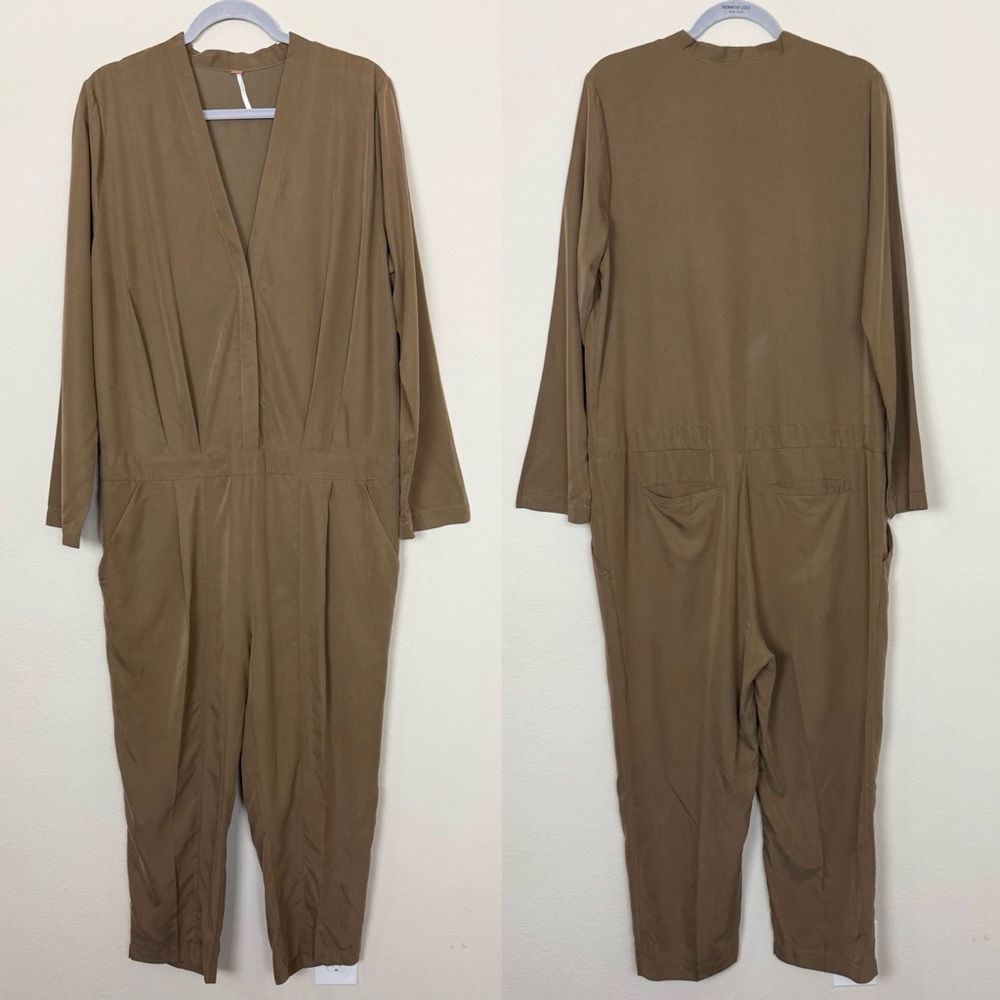 Free People Brown‎ Long Sleeve Modal Jumpsuit